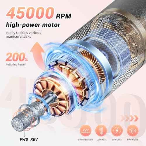 35000 rpm Professional Nail Drill Machine, Portable Electric Efile Drill for Shaping, Buffing, Removing Acrylic Nails, Gel Nails Manicure Pedicure Kit