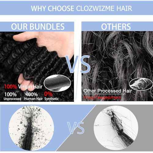 Deep Wave Bundles Human Hair 16 18 20 22 Inch Human Hair Bundles For Women 100% Unprocessed Deep Culy 12A Quick Weave 4 Bundles Deals Natural Color 400G (Deep Wave Bundles, 16182022 Inch)