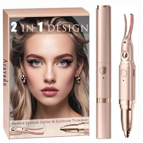2 in 1 Heated Eyelash Curlers and Eyebrow Trimmer for Women, Electric Eyelash Curler with 2 Temperature Modes Anti-Burn USB Rechargeable Heated Eyelash Curler, Ideal Gift for Women (Gold)