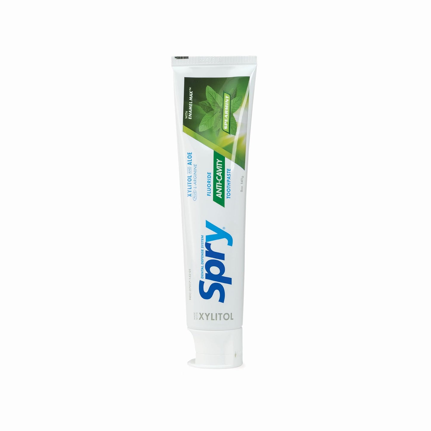 Spry Xylitol Toothpaste 5oz, Fluoride Toothpaste Adult and Kids, Teeth Whitening Toothpaste with Xylitol, Natural Breath Freshening, Mouth Moisturizing Ingredients, Spearmint (Pack of 1)