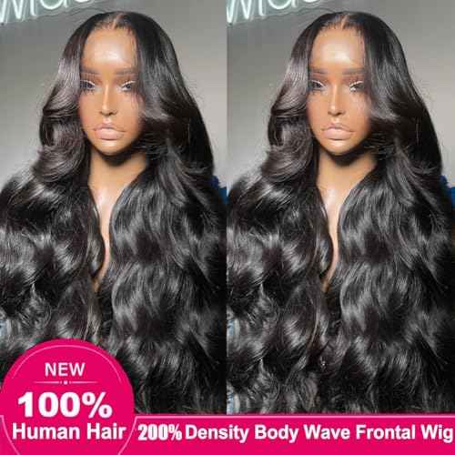 30 inch Human Hair Wig 13x6 Body Wave Lace Front Wigs Human Hair 200 Density HD Lace Frontal Glueless Wigs Pre Plucked with Baby Hair Brazilian Virgin Hair Natural Color