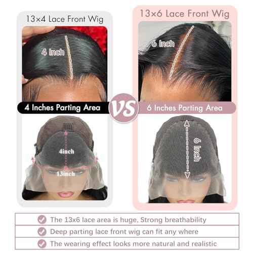 13x6 Straight Lace Front Wigs Human Hair Pre Plucked 200 Density HD Transparent Lace Frontal Wigs for Women Glueless Wigs Human Hair Natural Color 26 Inch