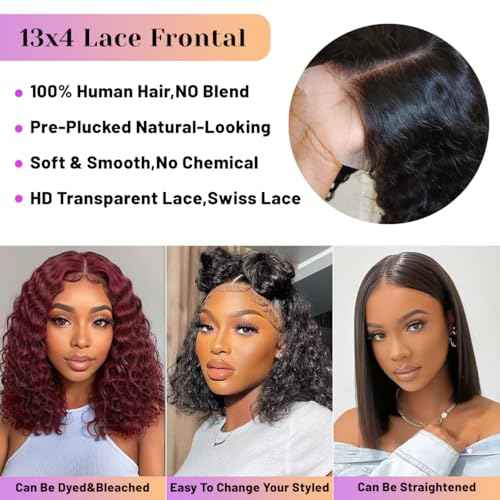 16 Inch 180% Density 13x4 Deep Wave Lace Front Wigs Human Hair Wet And Wavy Water Wave HD Lace Front Wigs Human Hair Pre Plucked Deep Curly Lace Frontal Wig