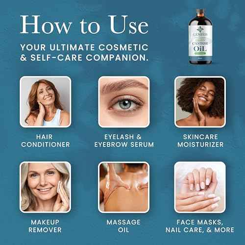Genesis Holistic Health Organic Castor Oil ? 100% Pure, Cold Pressed, Hexane Free ? Nourishing Hair & Skin Oil ? Eyelash & Eyebrow Growth, Deep Moisturizer ? 16 oz Glass Bottle