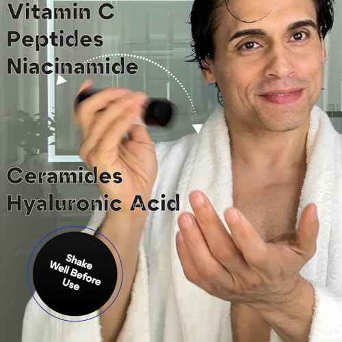 Titan Anti-Aging Peptides Serum for Face ? High Potency Mens Peptide Serum Moisturizer ? Mens Skin Care ? Men, Dark Spots, Wrinkles, Fine Lines ? Peptides, 5% Niacinamide, HA ? Unscented