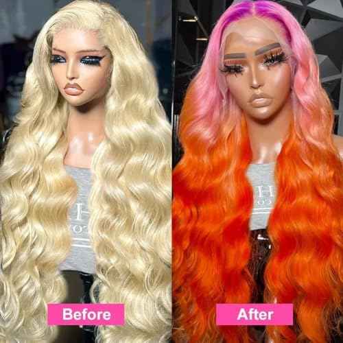Ice Pear 200 Density 28 Inch 613 Body Wave Human Hair Wig, 613 13X6 Lace Front Wigs Human Hair Pre Plucked,Blonde Glueless Wig Bleached Knots with Baby Hair