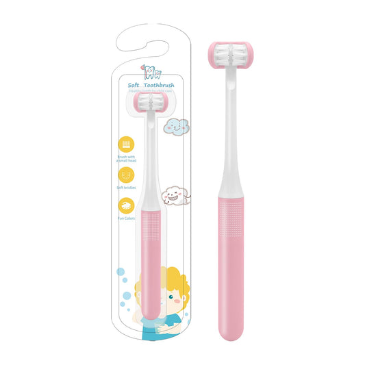 TEKINGMU 3 Sided Toddler Toothbrush, Soft Bristles Kids Toothbrush, Autism Sensory Toothbrush, 3 Sided Toothbrush Kids Silicone Elastic Brush Heads Gentle Clean Each Tooth