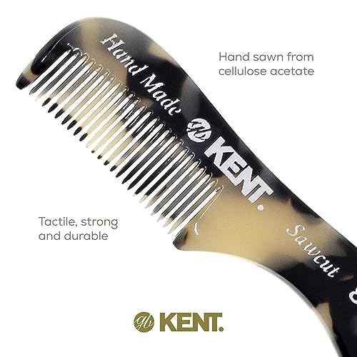 Kent A 81T TW X-Small Gentleman's Beard and Mustache Pocket Comb, Fine Toothed Pocket Size for Facial Hair Grooming and Styling. Saw-cut of Cellulose Acetate, Hand Polished. Hand-Made in England