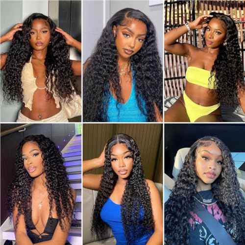 Deep Wave Bundles Human Hair Water Wave 3 Bundles 20 22 24 Inch Wet and Wavy 12A Brazilian Virgin Ocean Wave 100% Unprocessed Curly Weave Human Hair Bundles Natural Color