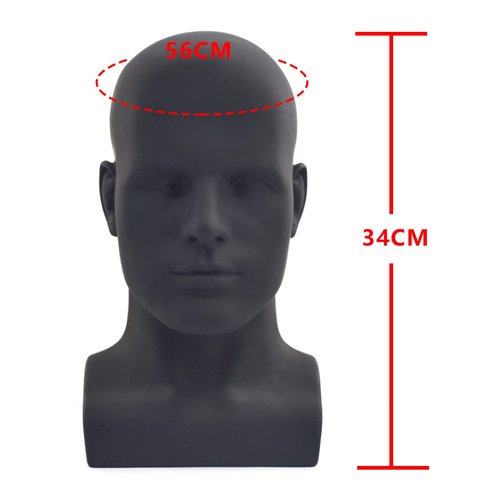 FLWAI PVC Matte Black Male Mannequin Head Display Head Stand Wig Display Head Model Men Manikin Head Dolls for Display Headset, Headphone, Game Console, Hats, Wigs Jewellery (Matte Black)