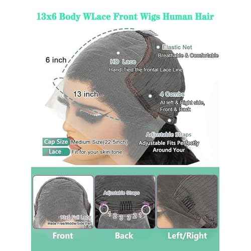 28 Inch 13x6 Lace Front Wigs Human Hair Pre Plucked 200 Density HD Transparent Front Wigs Human Hair Glueless Wigs Human Hair With Baby Hair for Women Natural Black