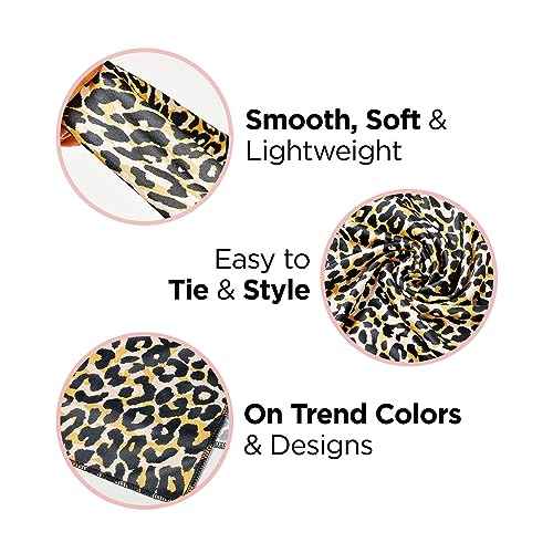 KISS COLORS & CARE Soft Satin Wrap Scarf - Leopard Print, Multi-Purpose, Soft Premium Scarf For Minimizing Frizz, Preventing Breakage & Securing Hair Styles, Wigs & Weaves For All Hair Styles