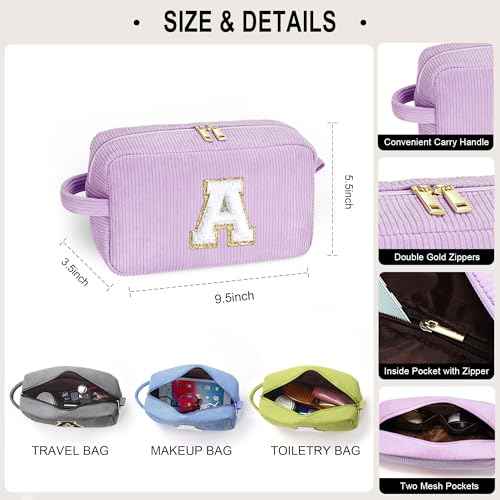 YOOLIFE Initial Travel Makeup Bag Cosmetic Bag - Teen Girl Gifts Trendy Stuff Friend Birthday Gifts for Women Teen Girl Kids
