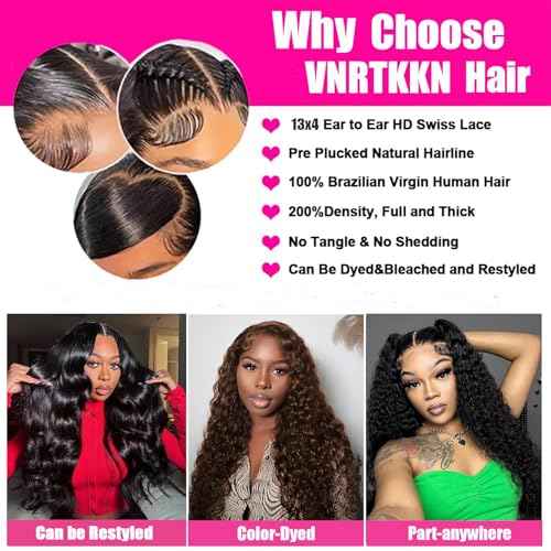13x4 HD Deep Wave Lace Front Wigs Human Hair Wigs for Women 200% Density Curly Lace Front Wig Human Hair 22 Inch Deep Wave Frontal Wigs for Women Pre Plucked Deep Wave Wig Natural Hairline