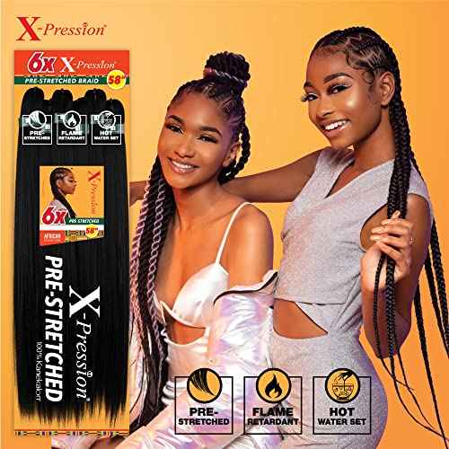 Sensationnel X-pression prestretched braiding hair - 6x braid 58 inch all kanekalon flame retardant synthetic braid for box braids and twists (27 HONEYBLONDE)