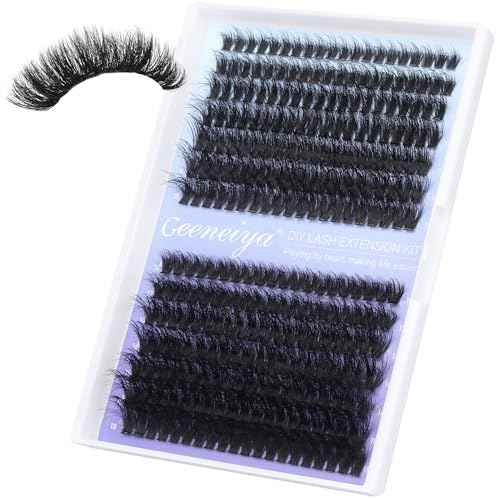 Geeneiya Eyelash Clusters Full Lash Extension Mink Thick Cluster Eyelash Extensions 10-18MM Cluster Lashes Individual Wispy Fake Eyelashes, Not Kit (60D+80D, 280Pcs)