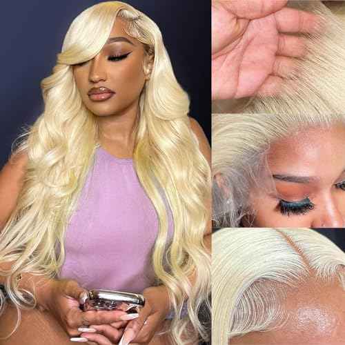 613 Lace Front Wig Human Hair Blonde Wig Human Hair Body Wave 13x6 HD Transparent Lace Front Wigs Pre Plucked 613 HD Lace Frontal Wigs 24 Inch 200 Density with Baby hair