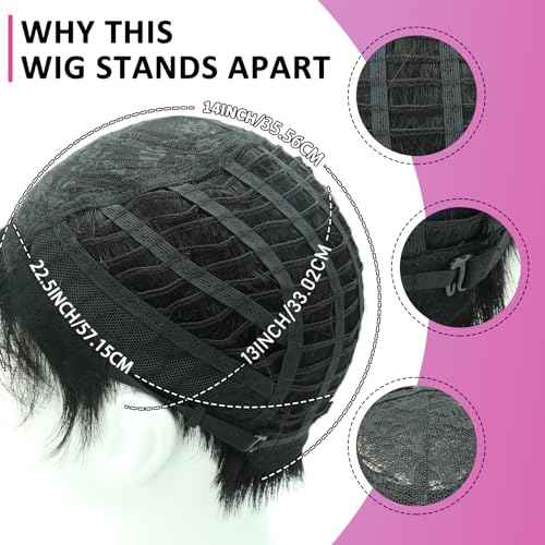 Toupee for Men Human Hair Men¡®s Full head mask Straight hair Wig Short Straight hair Hair Fluffy Realistic Hair Wig Thin Skin Daily Party Costume Wig for Male(black)