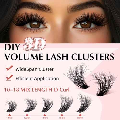 Fluffy Lash Clusters Kit 3D Lash Extension Kit 280PCS DIY Eyelash Clusters for Beginners with Eyelash Tools Voluminous Lash Clusters Wispy Dramatic Yet Lightweight(80D+100D 10-18mm)