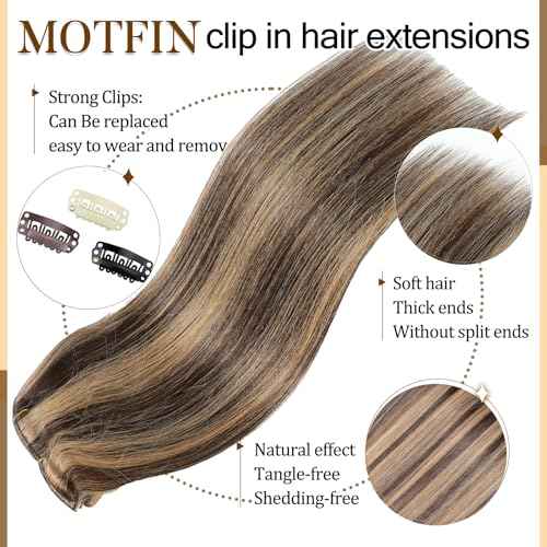 Clip in Hair Extensions Real Human Hair, 24 inch 120g, Balayage Invisible Remy Human hair Clip in Extensions for Women Seamless Straight 8Pcs Double Weft Dark Brown to Chestnut Brown