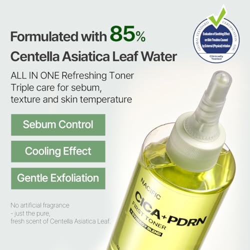 NACIFIC CICA PDRN First Toner 5.07 fl oz 150ml, Centella Asiatica & PDRN for Sensitive Skin, Cooling Spot Toner, Balancing & Soothing Korean Skincare, Stocking Stuffers, Christmas Gifts for Women