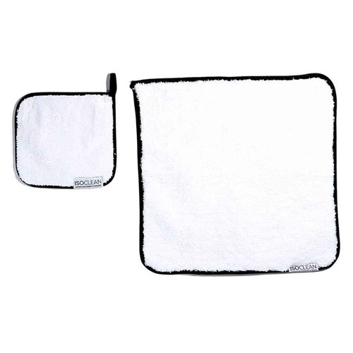 Isoclean Microfibre Towel - Absorbant Soft Fabric Towel for Makeup Brush Cleaning with Reinforced Edges, Machine Washable and Reusable for Delicate Makeup Brushes, 8x8 Inches, Small