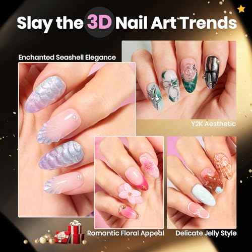 Beetles 3D Gel Nail Art Kit-Crystal Orb 3D Nail Art Clear 1 oz 5 in 1 Non-Sticky Hand Sculpting Building for Beginner DIY Salon at Home,Clear Solid Builder Nail Gel, UV & LED Lamp Cured Needed
