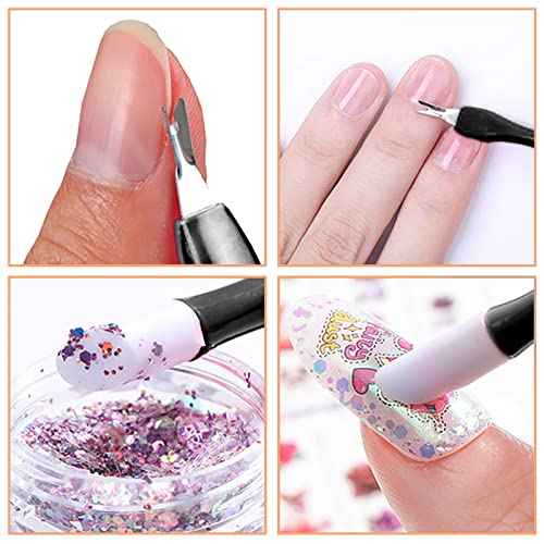Allstarry 30 Pieces Nail Cuticle Trimmer Remover Rubber Nail Cleaner Double Head Dead Skin Cuticle Knife Removal Fork Plastic Handle Cuticle Pusher Nail art Tools for Girls Women and Men - Black