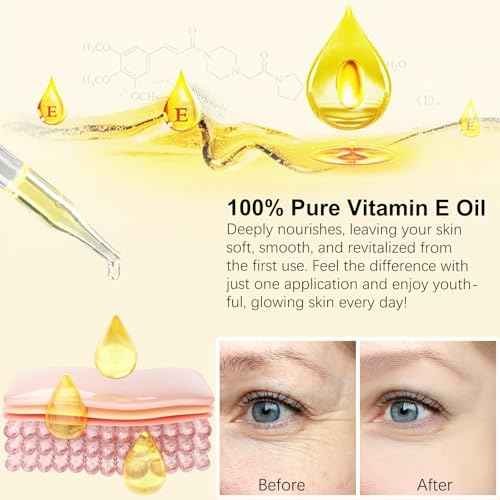 Vitamin E Oil for Skin - 75,000 IU | Vitamin E Oil for Scars, Stretch Marks, Wrinkles, 100% Natural d-Alpha Tocopherol for Face & Hair, Moisturizing Anti-Aging (60 ML)