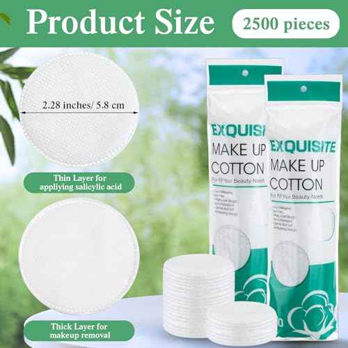 Maxcheck 2500 Pcs Cotton Rounds Bulk Exfoliating Rounds Cotton Rounds for Face Makeup Remover Pads Cotton Facial Pads Cotton Pads for Face Cotton Pads for Makeup Removal Toner Pads
