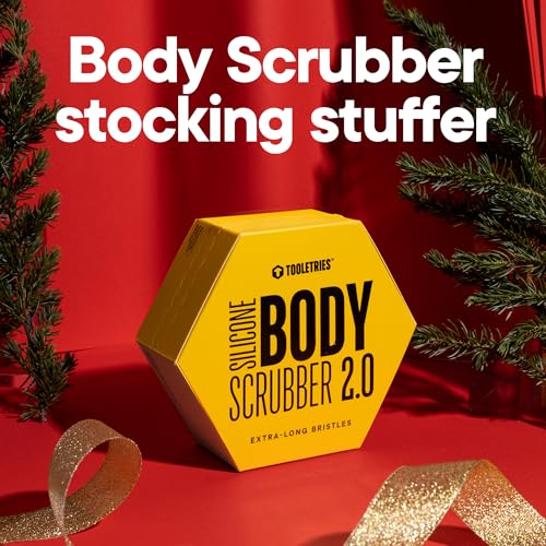 TOOLETRIES Body Scrubber 2.0 ? Premium Silicone Scrubber for Cleaning, Exfoliating Your Skin ? Extra Long Lather Boosting Bristles with Ergonomic Handle, Long-Lasting & Easy to Clean - Charcoal