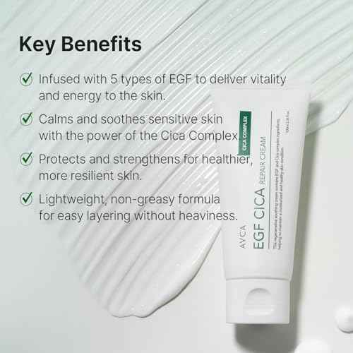 AVCA EGF Cica Repair Cream 100ml (3.38 fl. oz) ? Fragrance-Free Moisturizer for Sensitive Skin with Centella & Aloe, fast-absorbing, dermatologist tested, K-Beauty