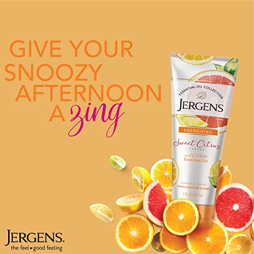 Jergens Sweet Citrus Body Butter Body and Hand Lotion, Moisturizer, 7 Ounce Lotion with Essential Oil for Indulgent Moisturization