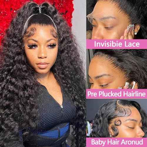 30Inch Water Wave Lace Front Wigs Human Hair 200 Density 13x6 HD Lace Front Wigs Pre Plucked Glueless Curly Human Hair Wigs For Women Water Wave Frontal Wigs