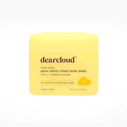dearcloud Vita-Cica Pore Clarity Toner Pads – Korean Skin Care Toner for Face – Embossed Pore Pads with Vitamin C, Madecassoside and Salicylic Acid (50 Count)