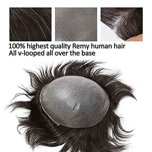 0.08mm Ultra Thin Skin Toupee for Men 100% European Virgin Real Human Hair Replacement Wigs 8x10 inch Hairpiece Natural Straight Free Style White color