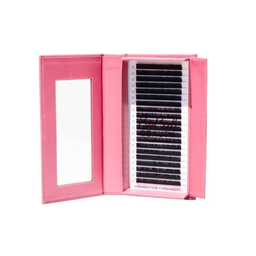B Curl Mixed Lash Trays by SoCal Beauty - Faux Mink Eyelash Extensions, 20 Rows per Tray, Color-Coded, Aluminum Backing & Window View - Salon Quality Lashes