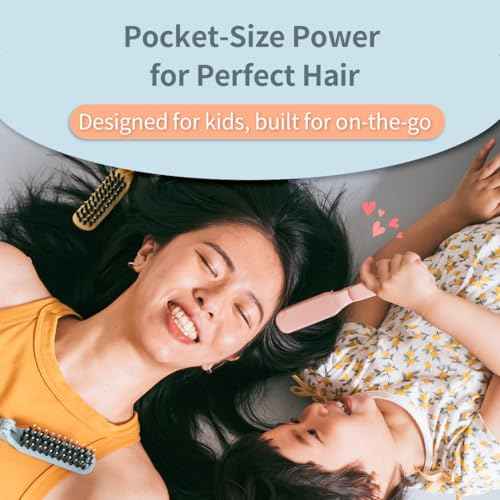 Uffy MiniPop Travel Hair Brush ? Mini Folding Boar Bristles for Women, Men & Kids | Kid-Friendly Portable Purse Brush for Wet & Dry Hair, Curly or Straight | Pocket-Size Detangler ? Hot Pink