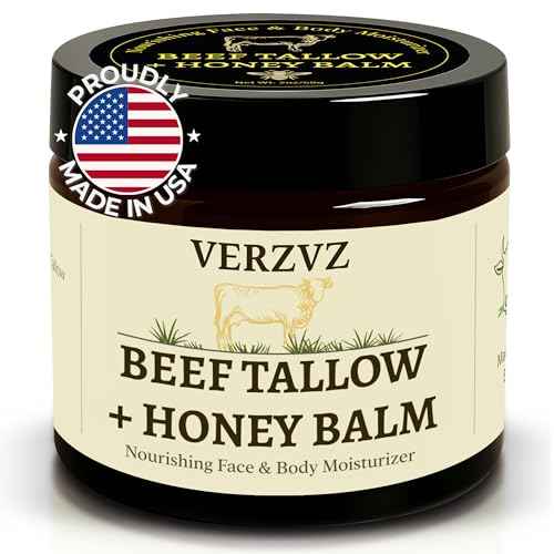 Beef Tallow for Skin and Face ? Tallow and Honey Balm Moisturizer, 100% Grass-Fed Beef Tallow with Raw Organic Honey, Beeswax, Olive Oil & Vitamin E ? Deep Hydration ? Proudly Made in USA ? 2oz
