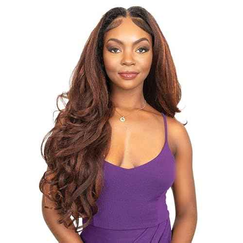 Janet Collection melt HD 360 HUMAN HAIR BLEND PRIME UNIMIX Hand-Tied 13X6 Frontal Baby Hair Transparent Lace GLUELESS TUPI WIG With SOFT YAKY TEXTURE. (COLOR #1)