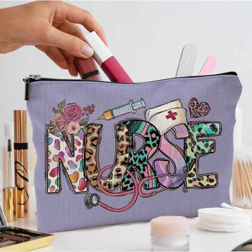 Nurse Makeup Bags,Nurse Gifts for Women,Nurse Cosmetic Bags With Zipper,Nurse Gifts for Nursing Student,Student Nurse Gifts(Purple)