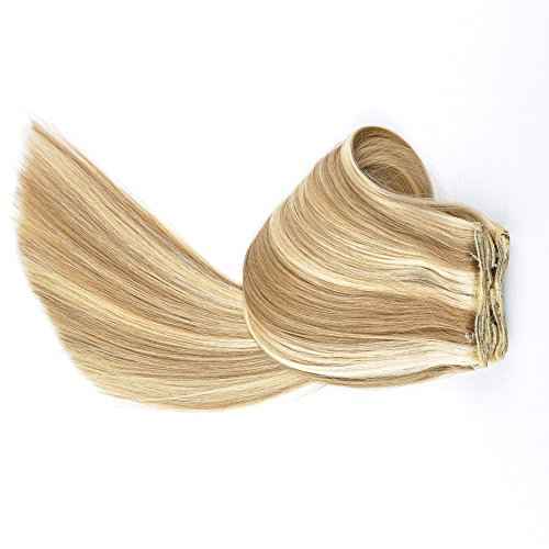 Tressmatch¢ç 20"-22" Remy Human Hair Thick to Ends Clip in Extensions Brown Blonde Highlights (Color #12/613) 9 Pieces(pcs) Full Head [Set Weight:4.4s/125grams ¡¦