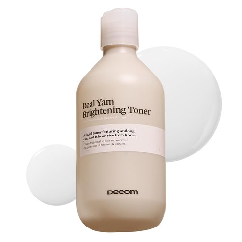 DEEOM Real Yam Brightening Toner, Hydrating Milky Toner for Face with Rice Water, Yam Extract & Niacinamide, Korean Moisturizing Facial Toner, Alcohol Free, Glow Enhancing, 300ml