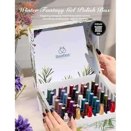 Beetles Winter Gel Polish Set - Winter Fantasy Collection, 35PCS HEMA-Free 10ml Soak Off UV LED Gel Nail Kit, Berry Red Caramel Colors with Base Top Coat & Cuticle Oil Christmas Gift