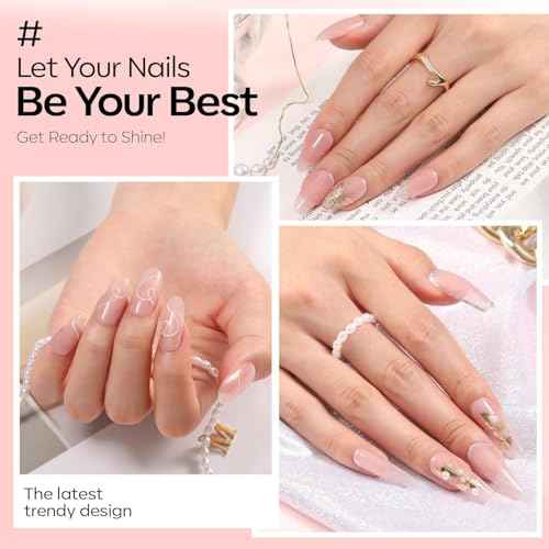 modelones Nude Gel Polish Jelly Natural Pink Gel Nail Polish French Tip Base Color Translucent Soak Off U V Soap Nails for Nail Art Manicure at Home 15ML