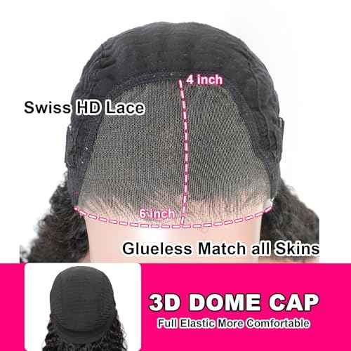 ISEE Wear and Go Glueless Wigs Human Hair Pre Plucked Deep Wave Bob Wig Human Hair Lace Front Wigs for Women Upgraded No Glue Pre Cut 6x4 Lace Closure Glueless Wigs for Black Women Human Hair 16 Inch