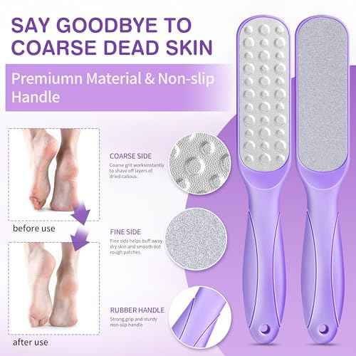 Lavender Foot Soak Set - Salts, Foot File, Scrub & Urea Cream Pedicure Supplies for Dry, Cracked Feet - Women's Spa Kit