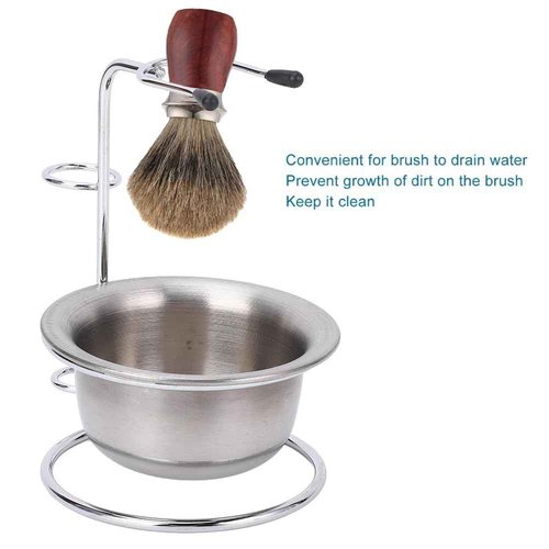 MOUMOUTEN Shaving Set, Metal Shaving Brush Holder, Stainless Steel Shaver Soap Bowl Set for Man, Husband, Father, Valentine's Day