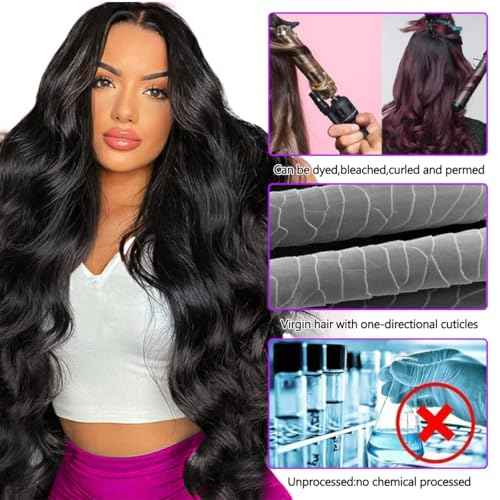 12A Body Wave Bundles Human Hair 20 22 24 Inch Human Hair Bundles 100% Unprocessed Brazilian Virgin Hair 4 Bundles Hair Extensions Real Human Hair for Women Quick Weave Hair Natural Black