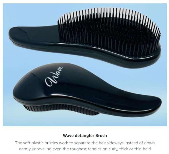 G.B.S Wave Multi-Function Glide Thru Brush Unisex Man and Women Long or Short Hair - Dense Black Bristles to Remove Knots, tangles Silky Smooth Finish. (Medium, 3.00, Count)